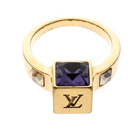 LOUIS VUITTON LV Light Ring 18 Colored Stone BLK Men .